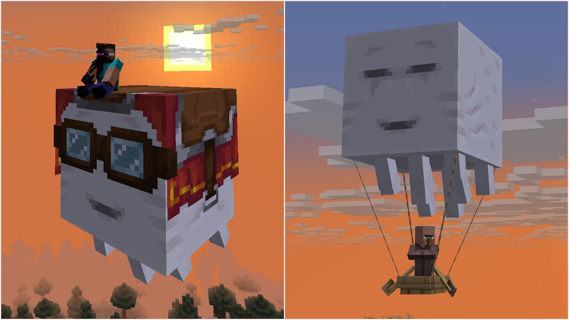 Happy ghast can be used to fly and transport entities (Image via Sportskeeda Gaming || Mojang Studios)
